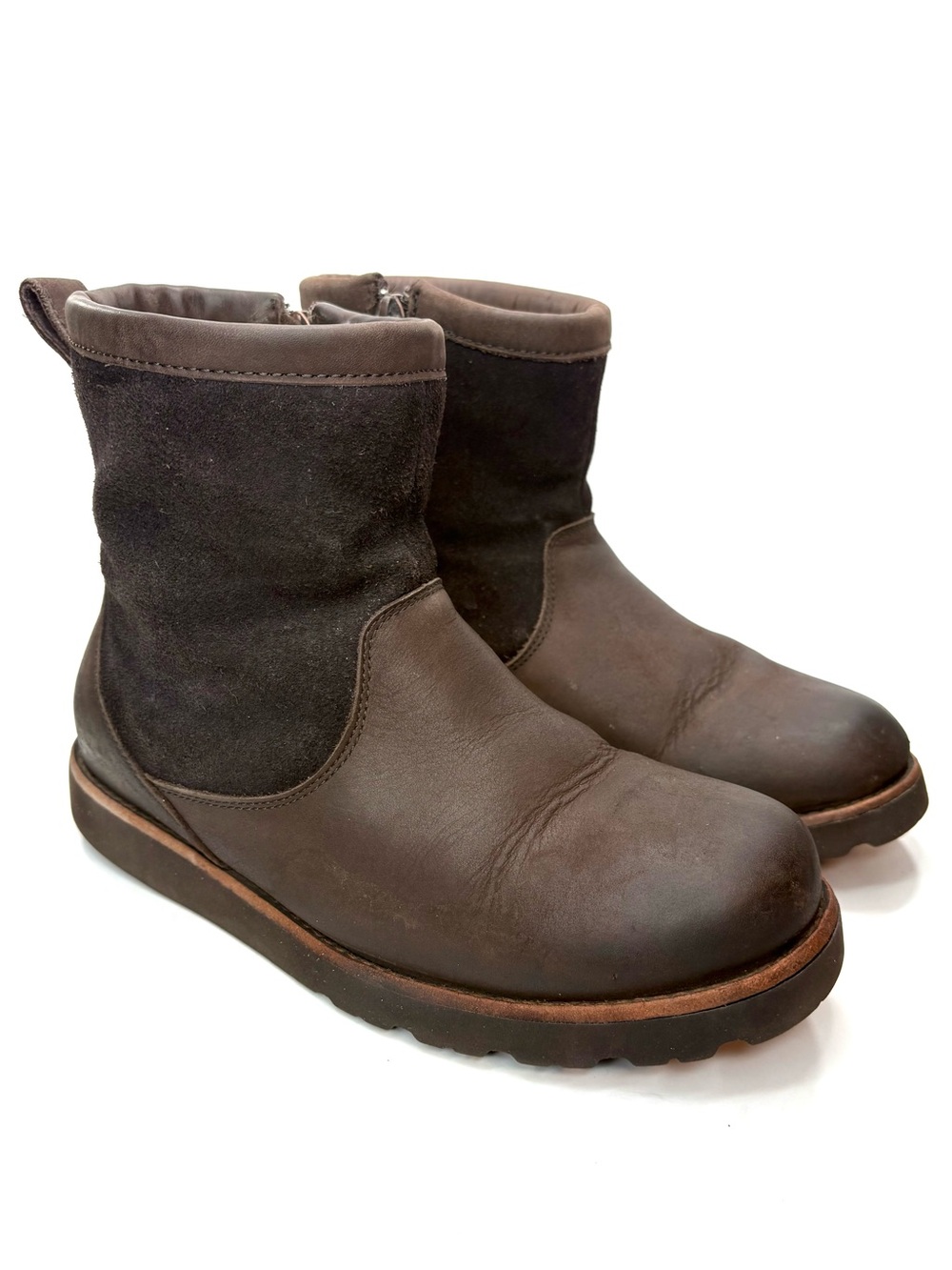 UGG Hendren Brown Leather-Trim Boots | 7